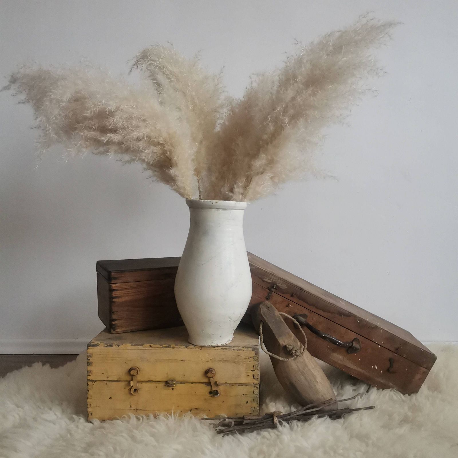 Rare Chippy White Earthenware Water Jug Rustic Charming Vase Or Vessel, Antique Terracotta From Hungary 1920s