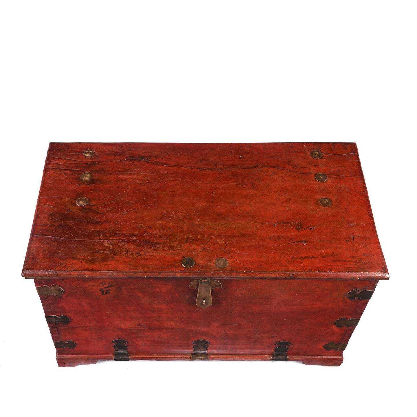 Antique Chinese Red Lacquer Camphor Chest, 18th Century photo buy