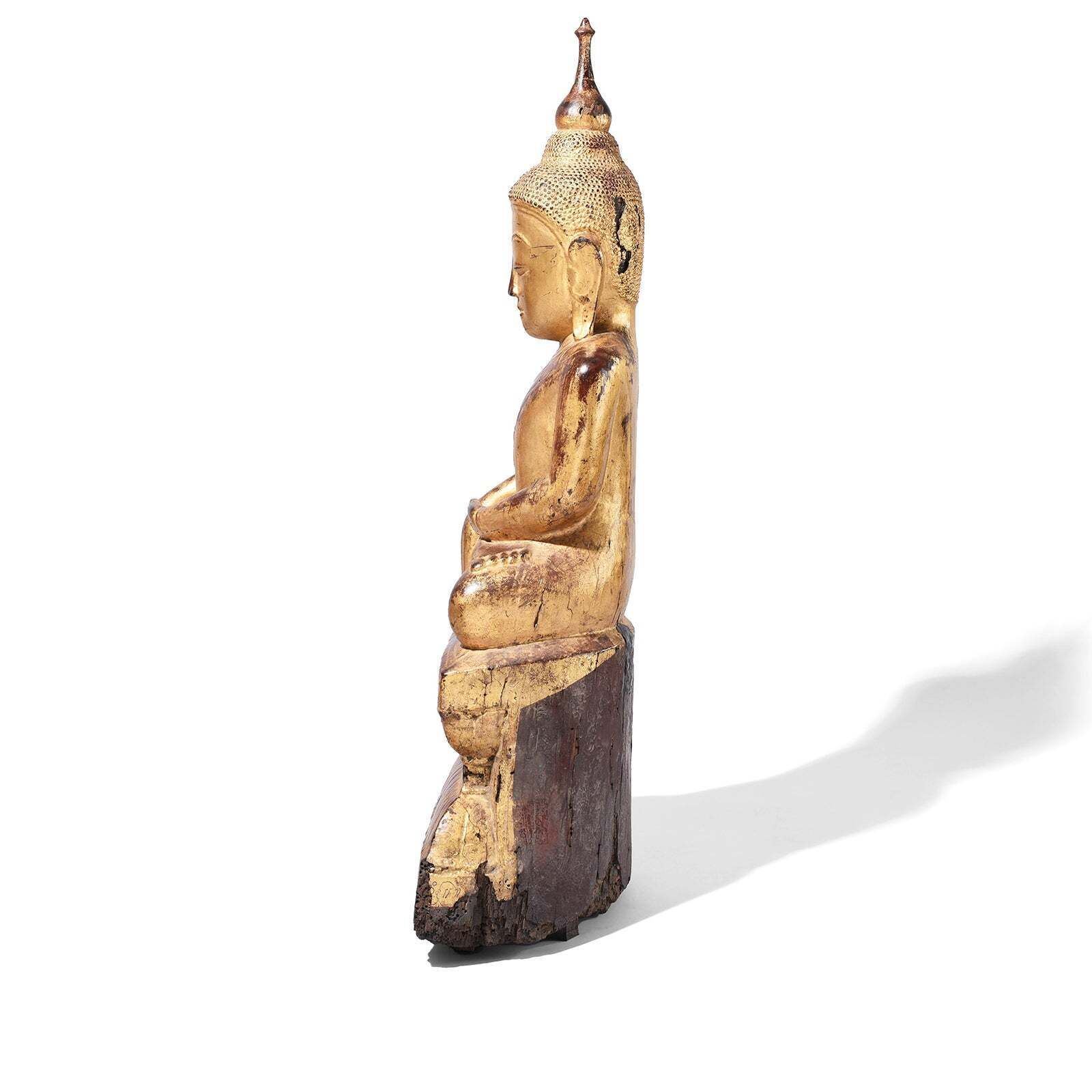 Antique Gilt Teak Burmese Shan Buddha, Early 19th Century photo buy
