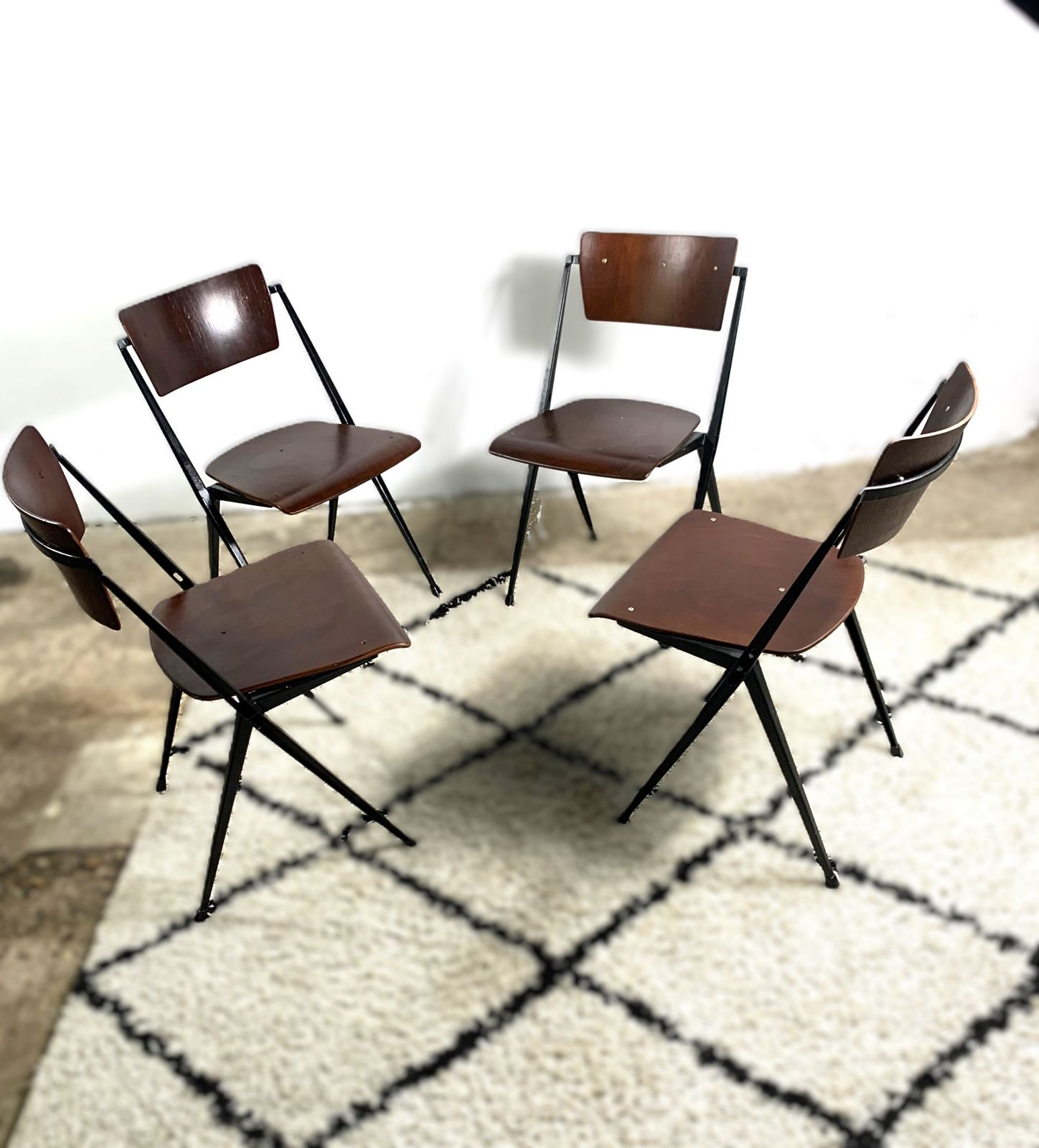 Pyramide Chairs By Wim Rietveld, Set Of 4 photo buy