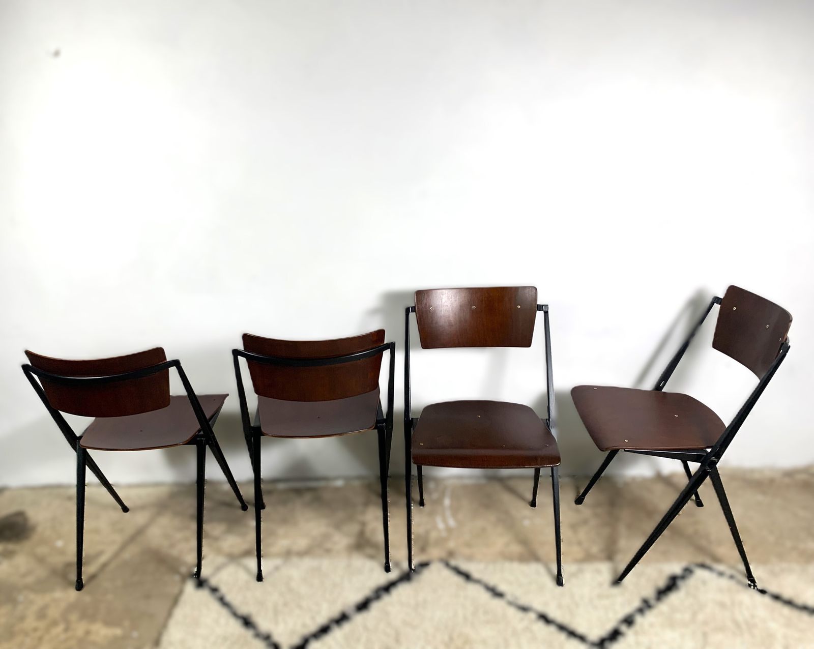 Furniture Pyramide Chairs By Wim Rietveld, Set Of 4 photo