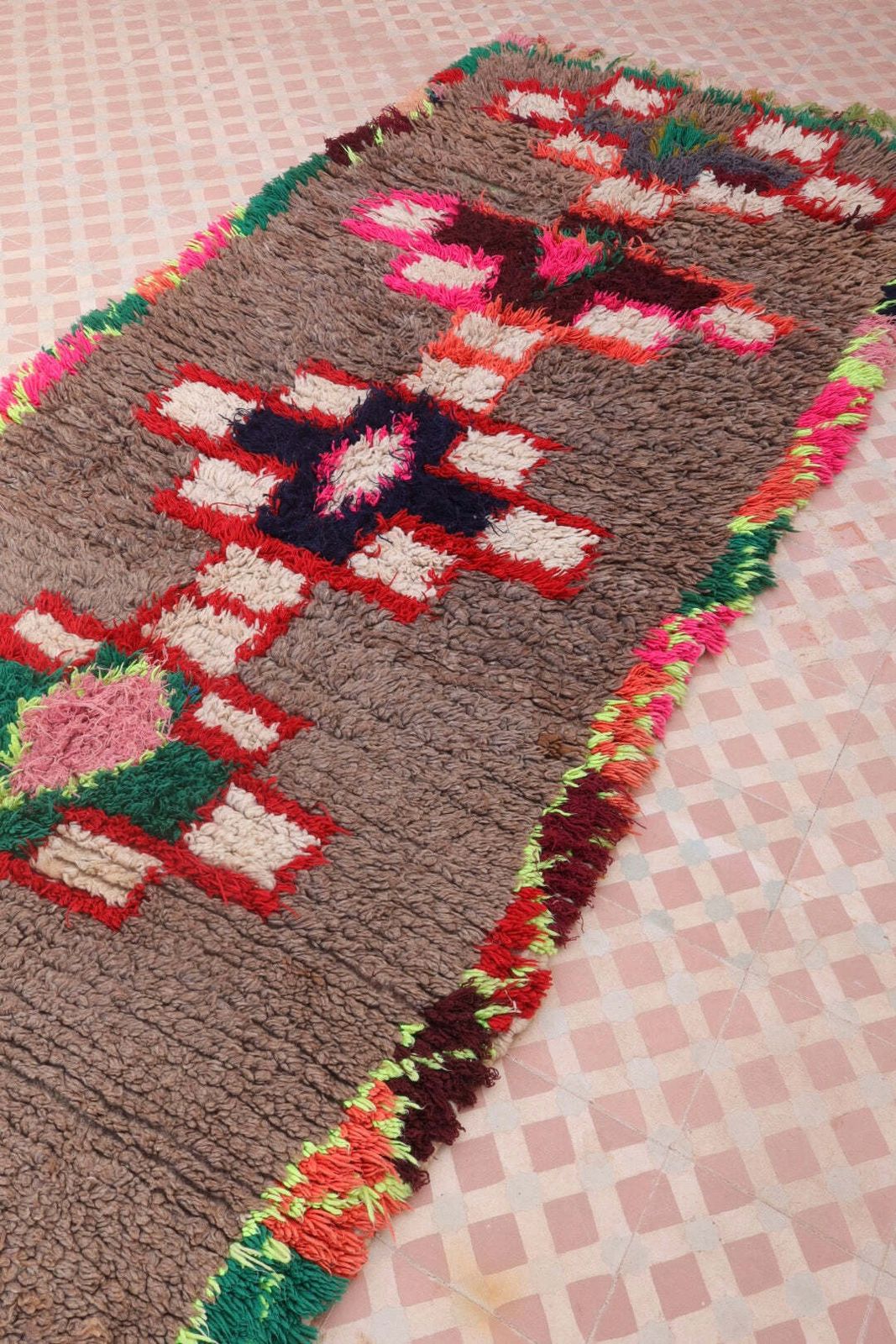 Azilal Berber Rug Brown Fluorescent Colorful Patterns   273 X 110 Cm photo furniture