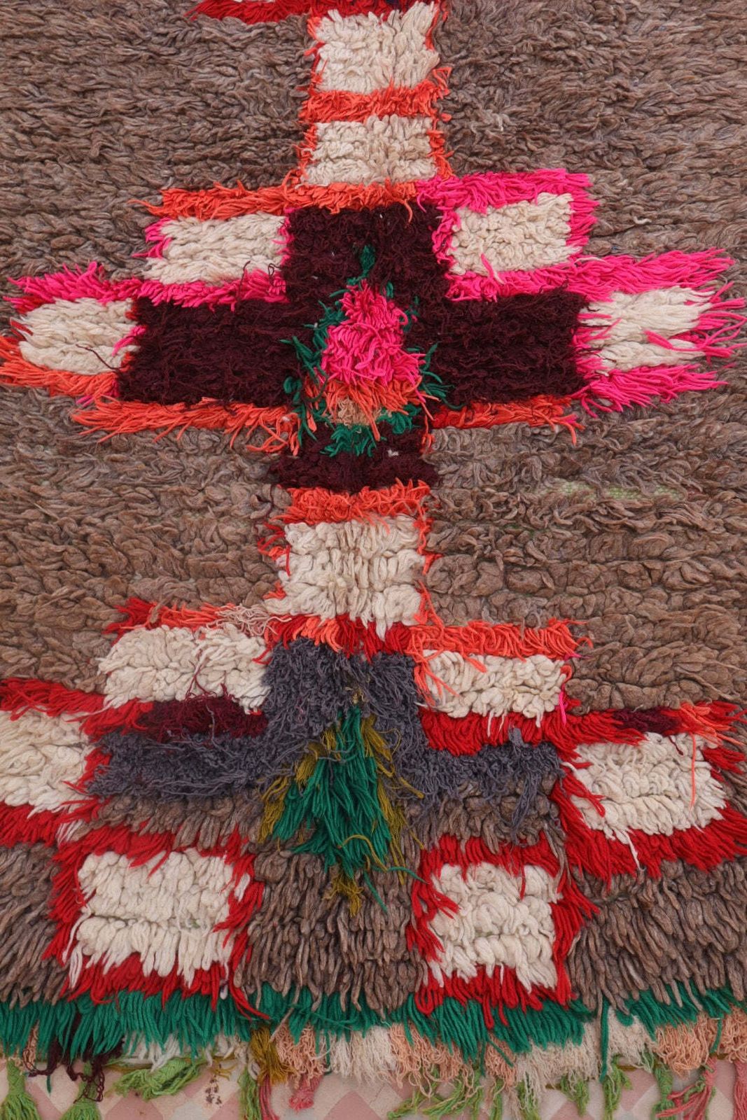 Azilal Berber Rug Brown Fluorescent Colorful Patterns   273 X 110 Cm photo vintage