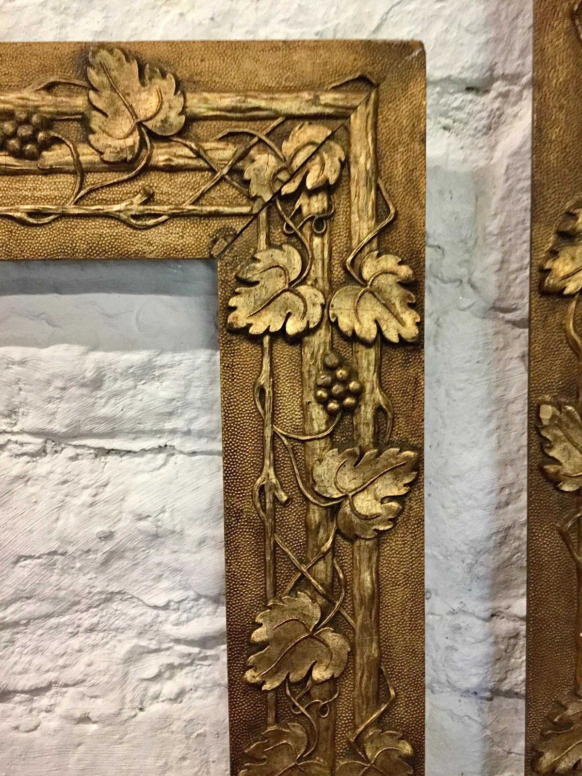 Pair Large Antique Arts & Crafts Picture Frames   Gilt/Gesso/Wood photo for sale