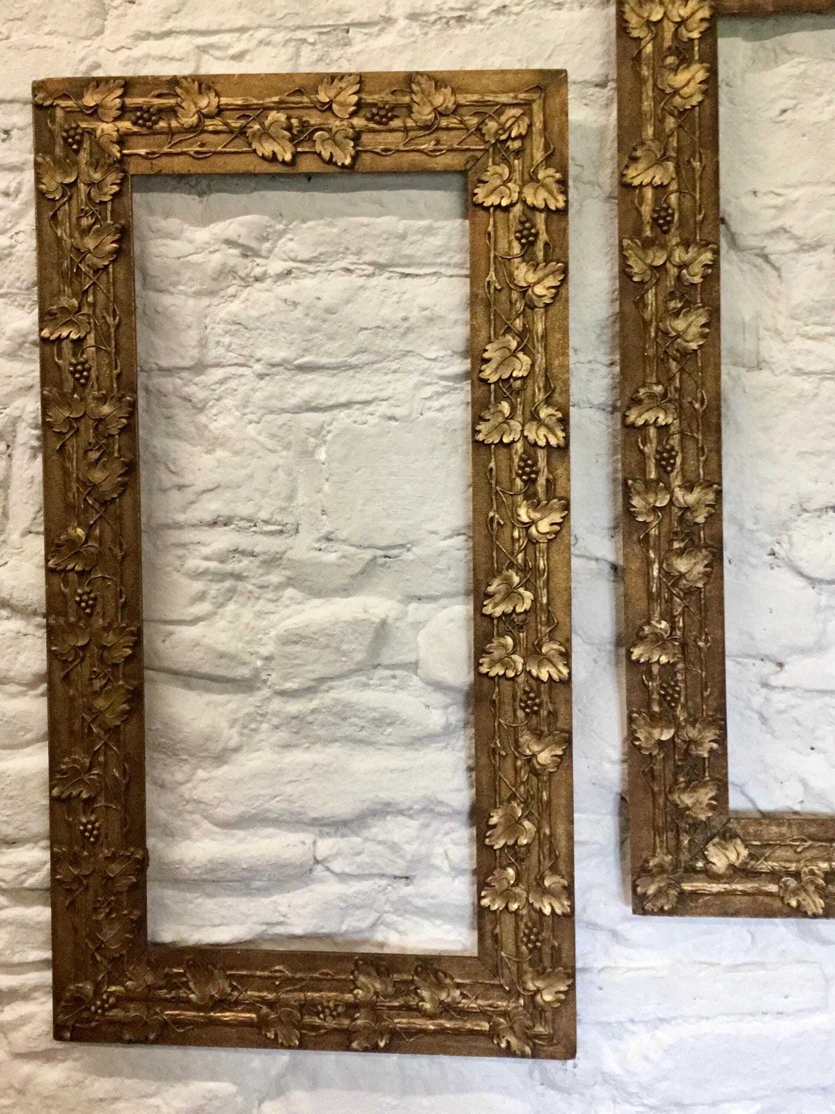 Pair Large Antique Arts & Crafts Picture Frames   Gilt/Gesso/Wood photo Home Decor