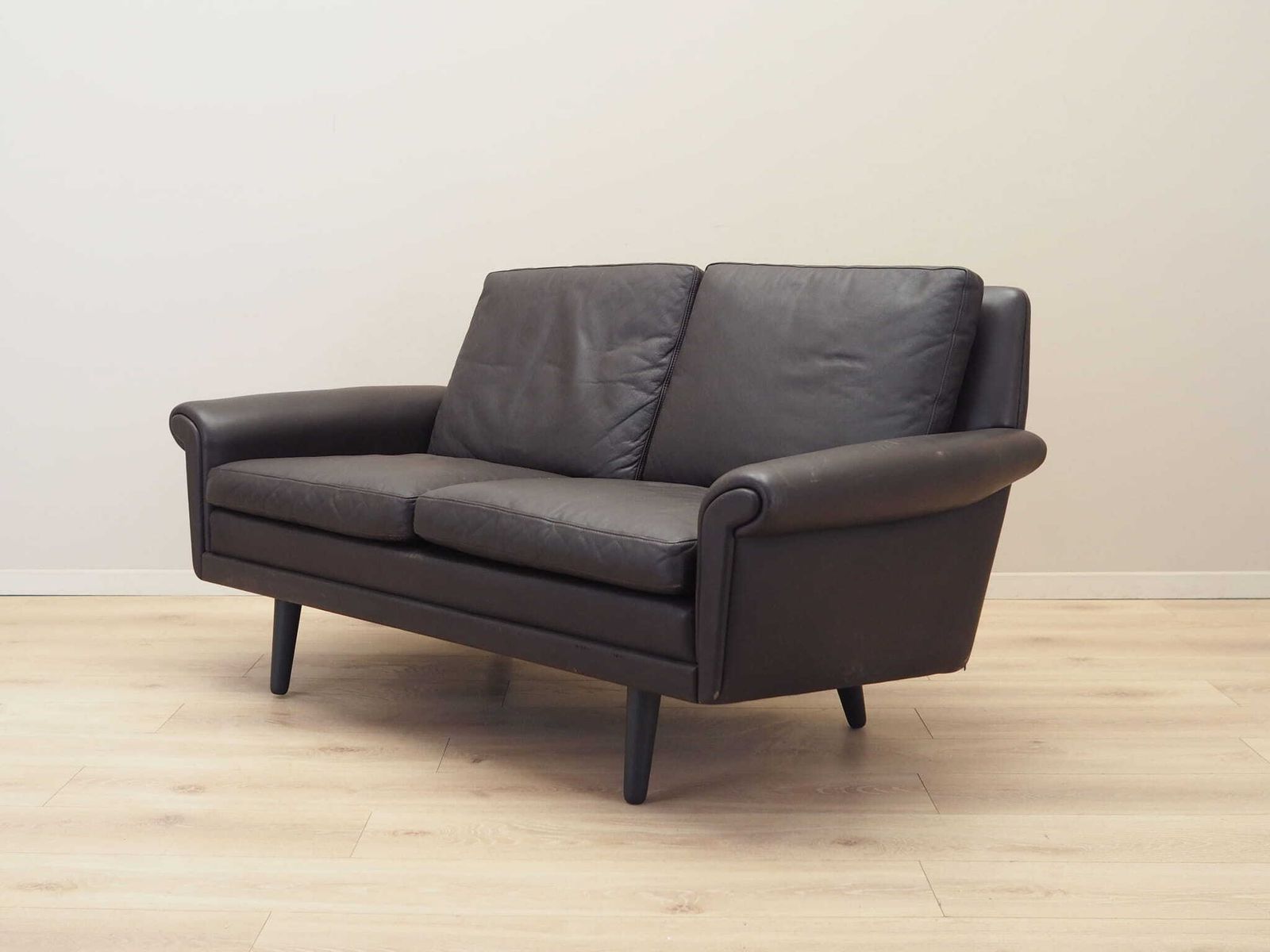 Brown Leather Sofa, Danish Design, 1960s, Designer: Aage Christiansen, Manufacture: Erhardsen & Andersen photo 1449.0