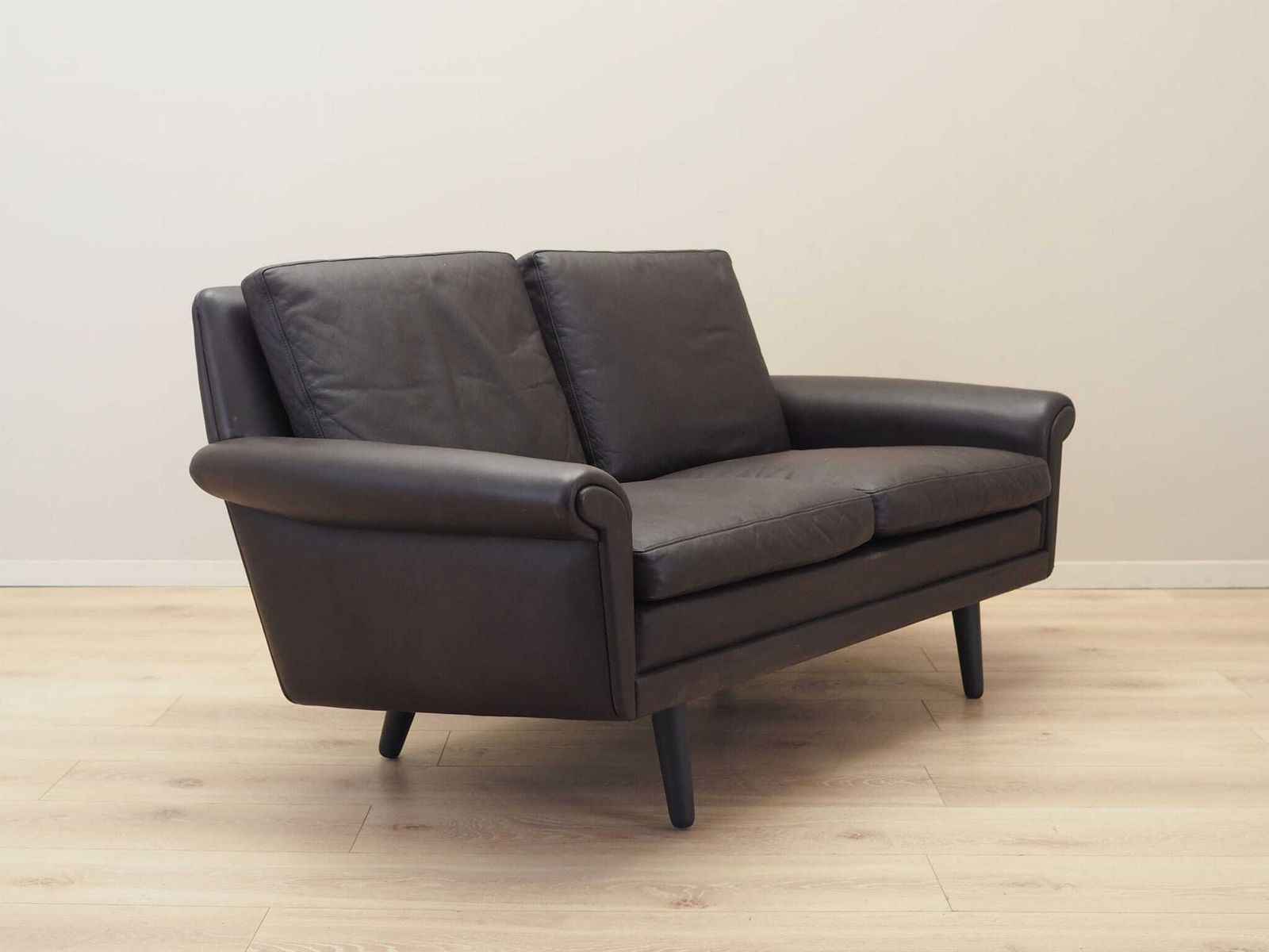 photo furniture Brown Leather Sofa, Danish Design, 1960s, Designer: Aage Christiansen, Manufacture: Erhardsen & Andersen