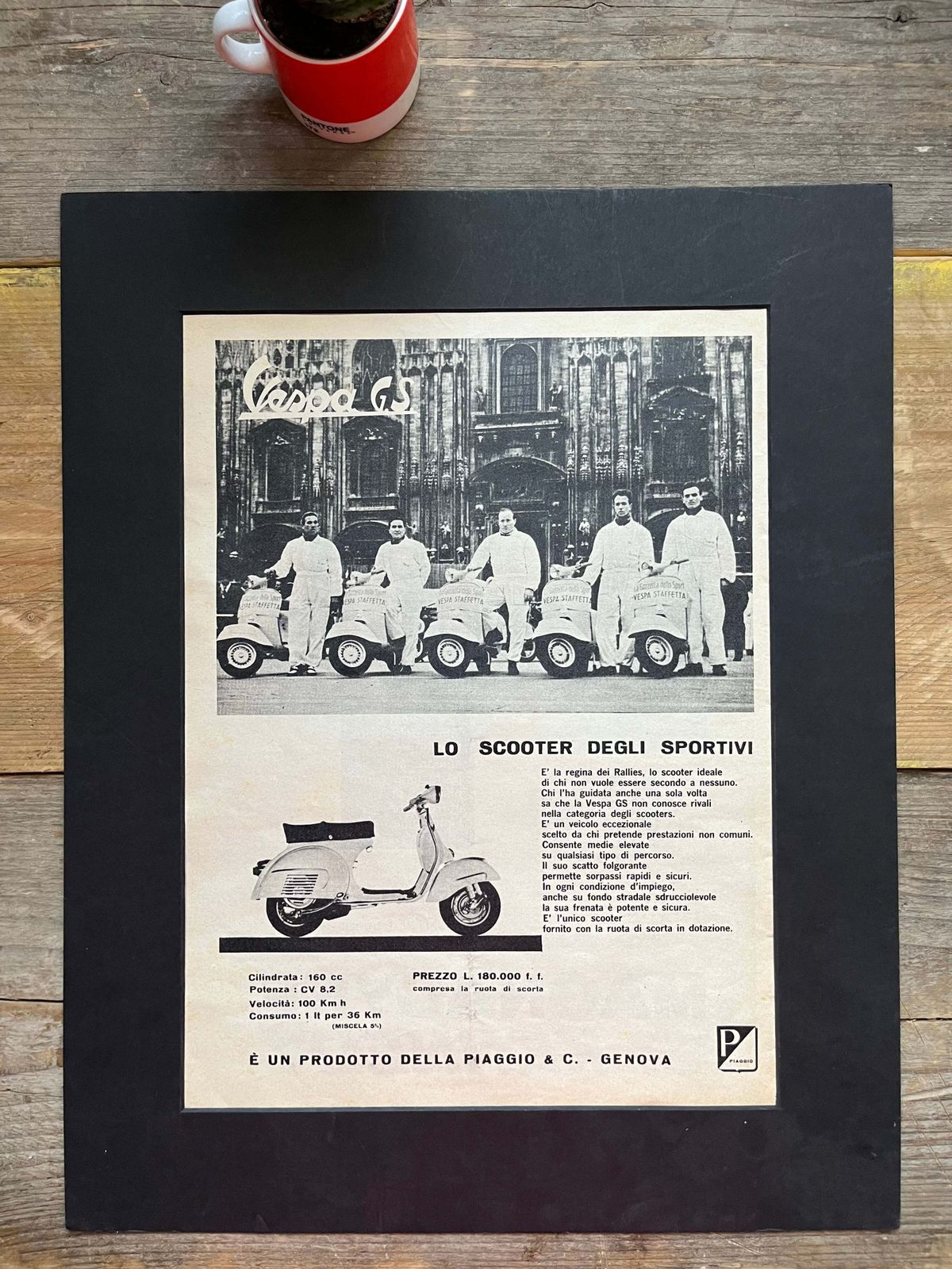 Vintage Vespa Scooter Advertisment Print 1963 photo furniture