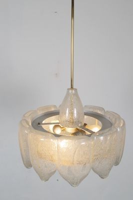 Mid Century Ice Glass Chandelier From Doria photo for sale