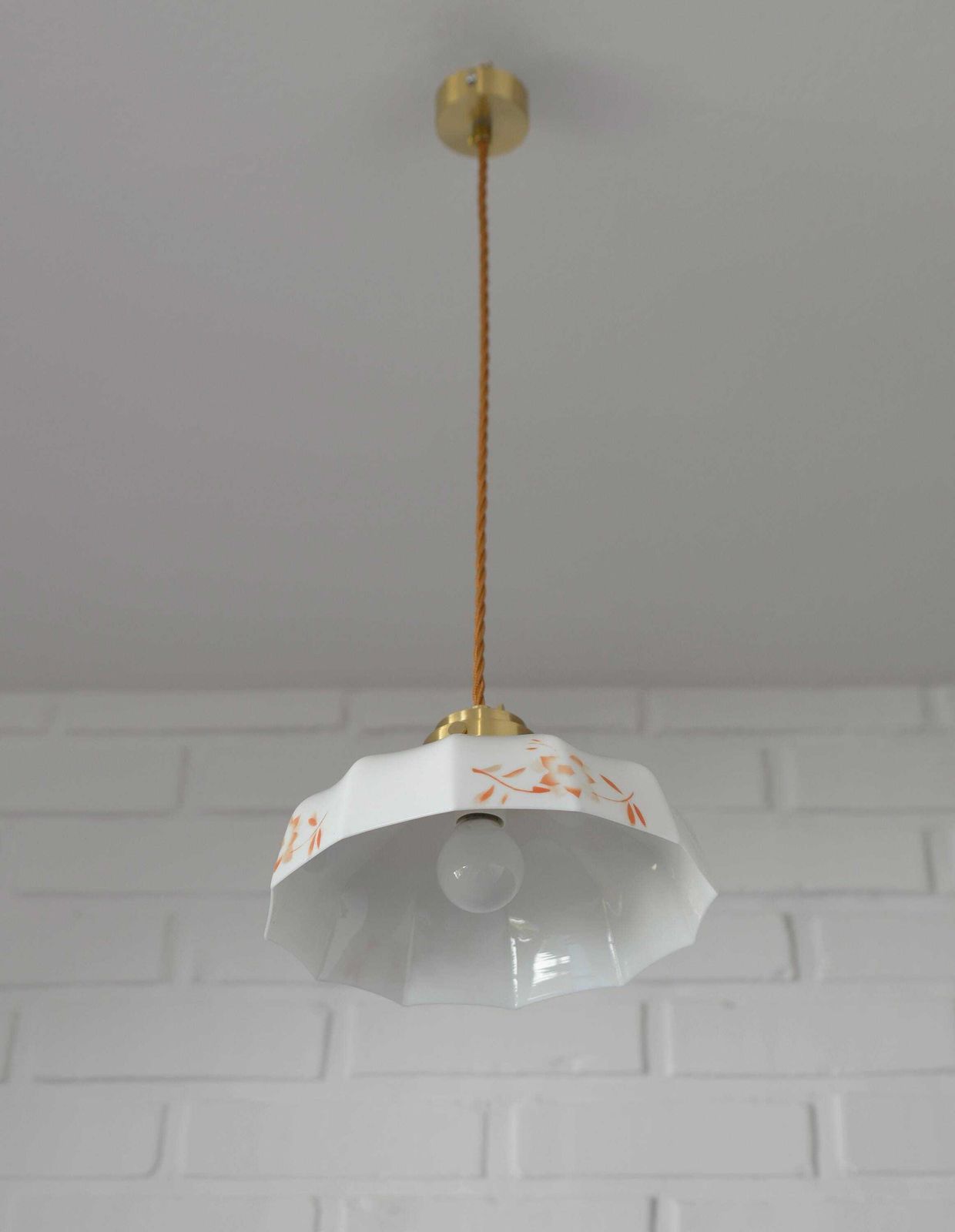 Vintage Pendant Lamp / Retro Kitchen 50's / Mid Century Hanging Lamp / Hand Blown Glass / Glass Chandelier / Light Fixture / Yugoslavia photo furniture
