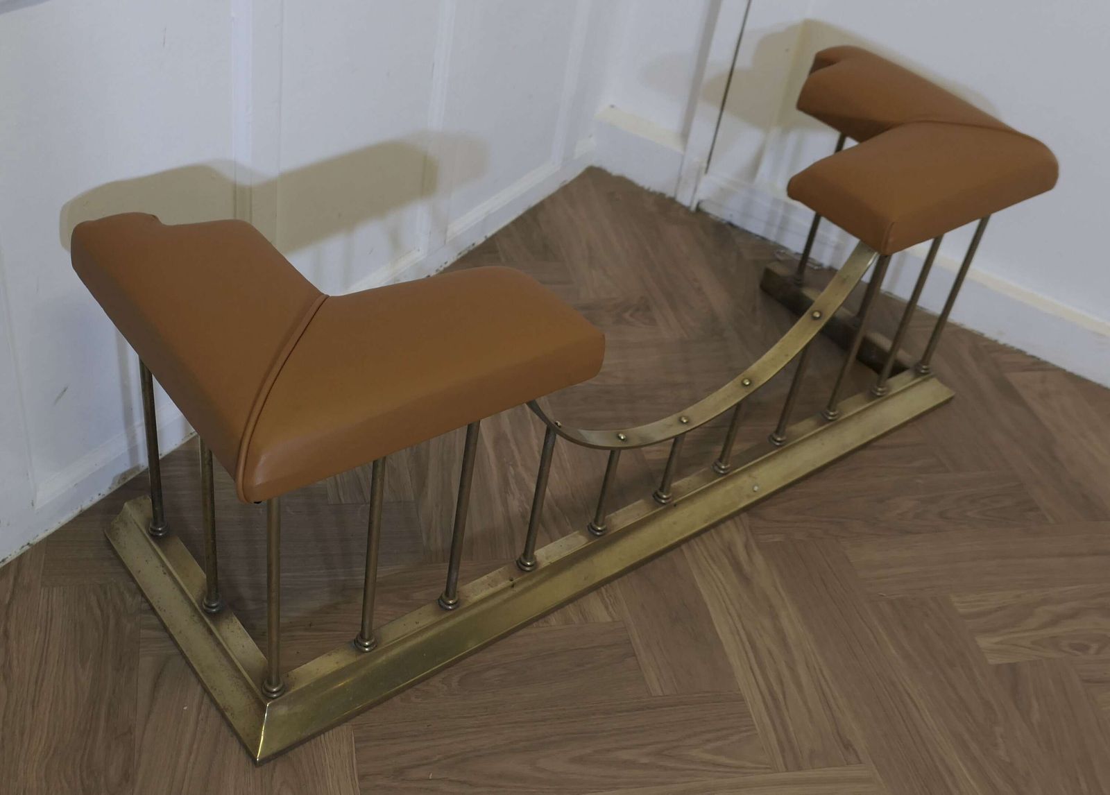 Leather Upholstered Brass Club Fender photo Home Fixtures