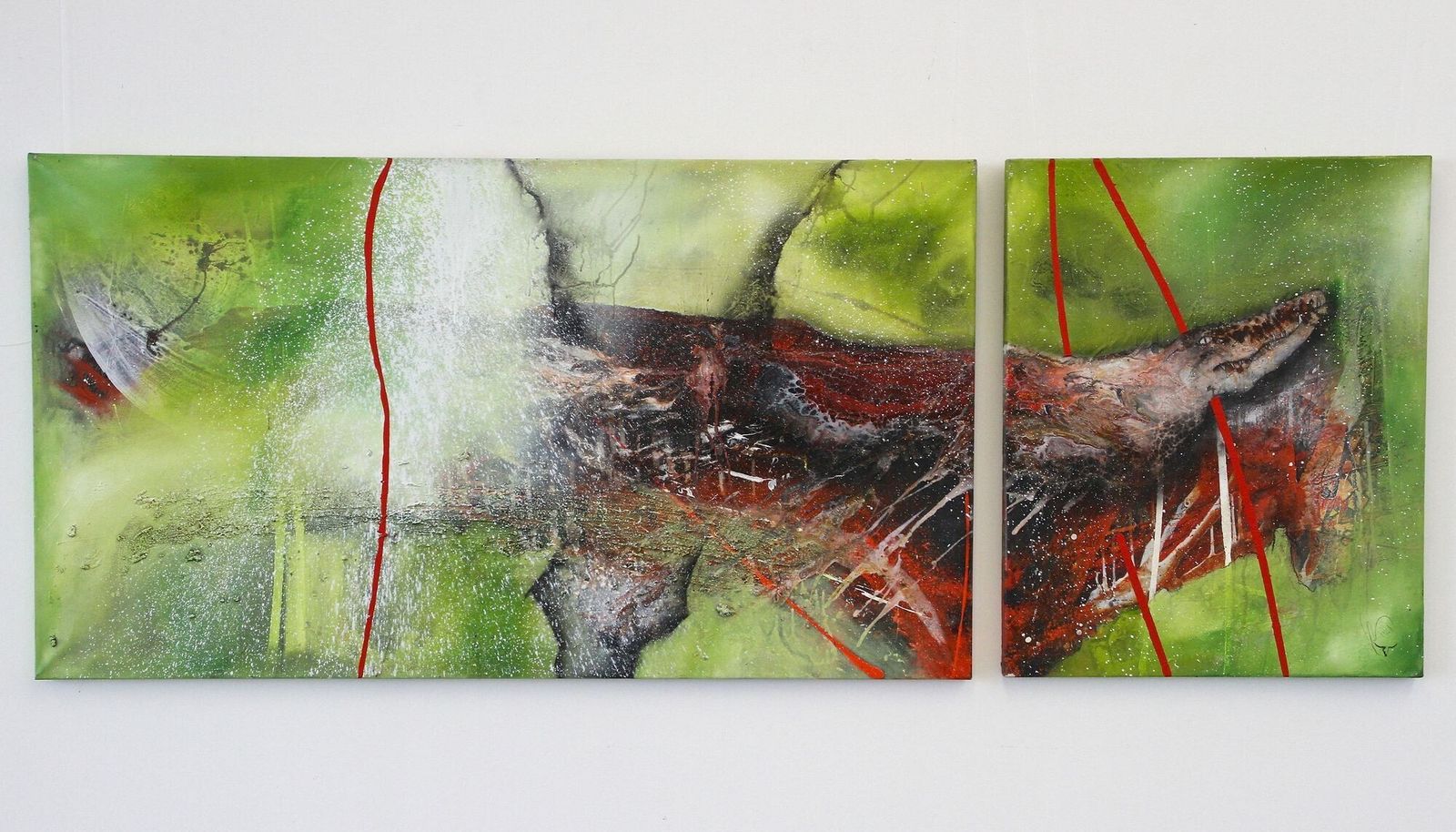 Abstract Two Part Painting "The Alli Gate", Acrylic On Canvas By Ms, At 2021
