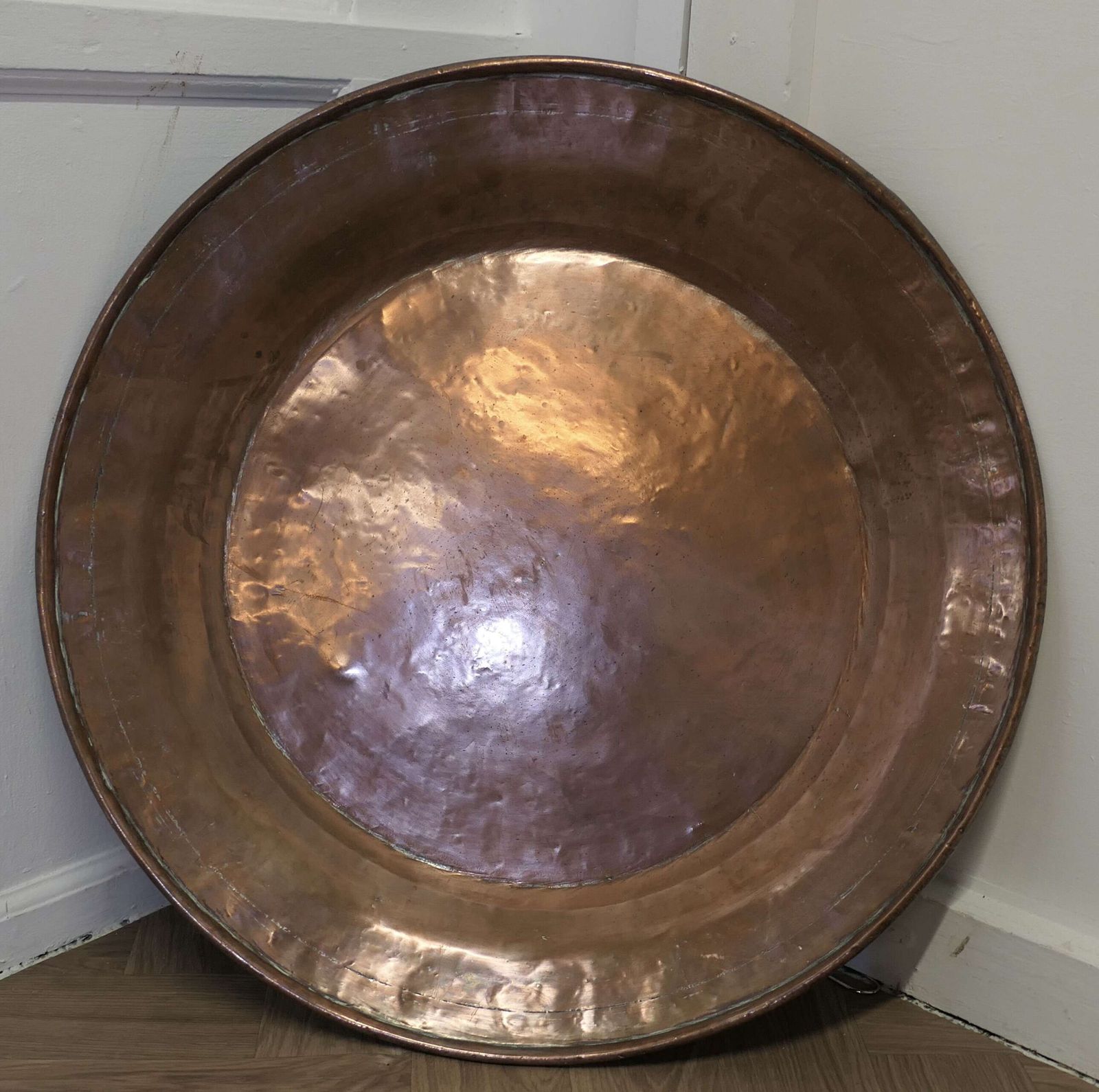 Huge 2.5 Ft Across Arts And Crafts Round Copper Wall Plate photo 840.0