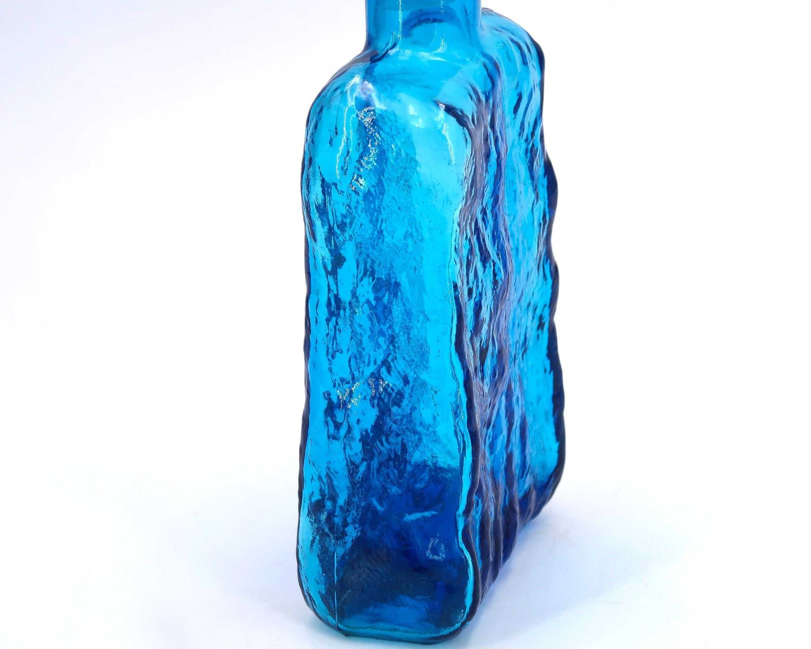Italiaanse Empoli Blauwe Glazen Geniefles, Karaf, Ca. Jaren 1960 / Made In Italy, Ice photo for sale