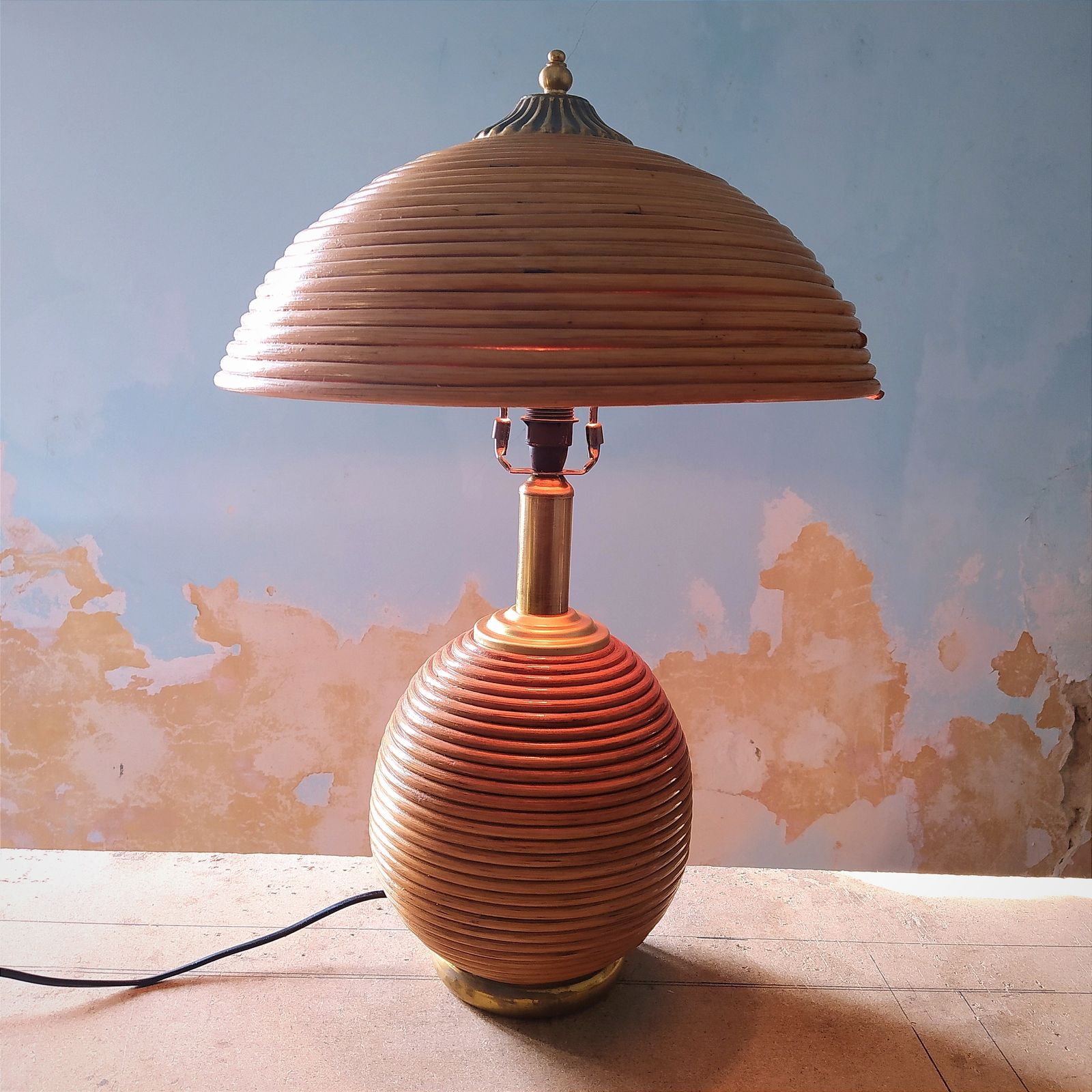 1970's Pencil Reed Table Lamp. photo for sale