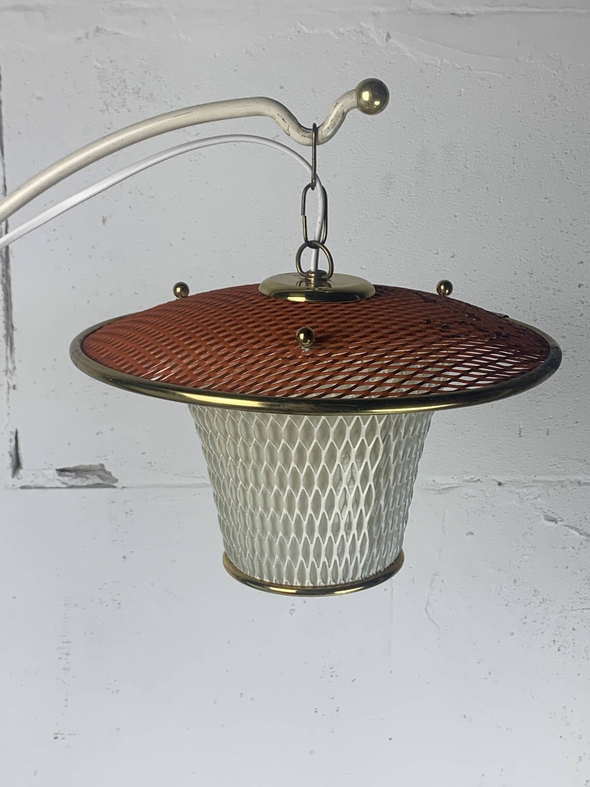 Midcentury French Rockabilly Lantern Low Floor Lamp, 1950s photo 1022.0