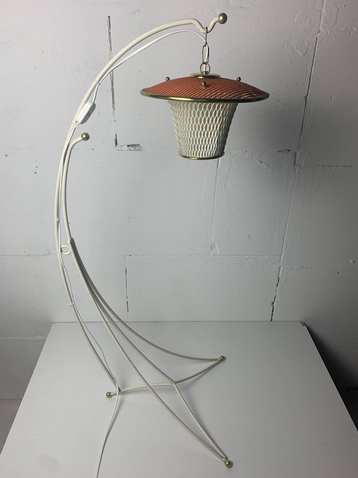 photo furniture Midcentury French Rockabilly Lantern Low Floor Lamp, 1950s