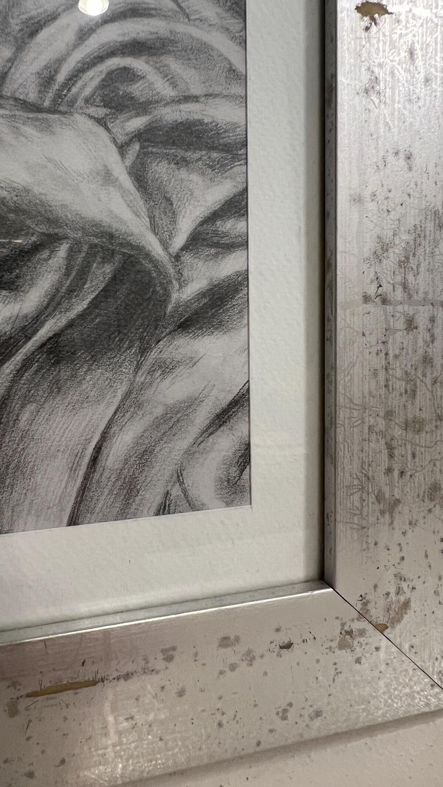 Contemporary Pencil Drawing Of Draped Fabric, Framed And Glazed photo buy