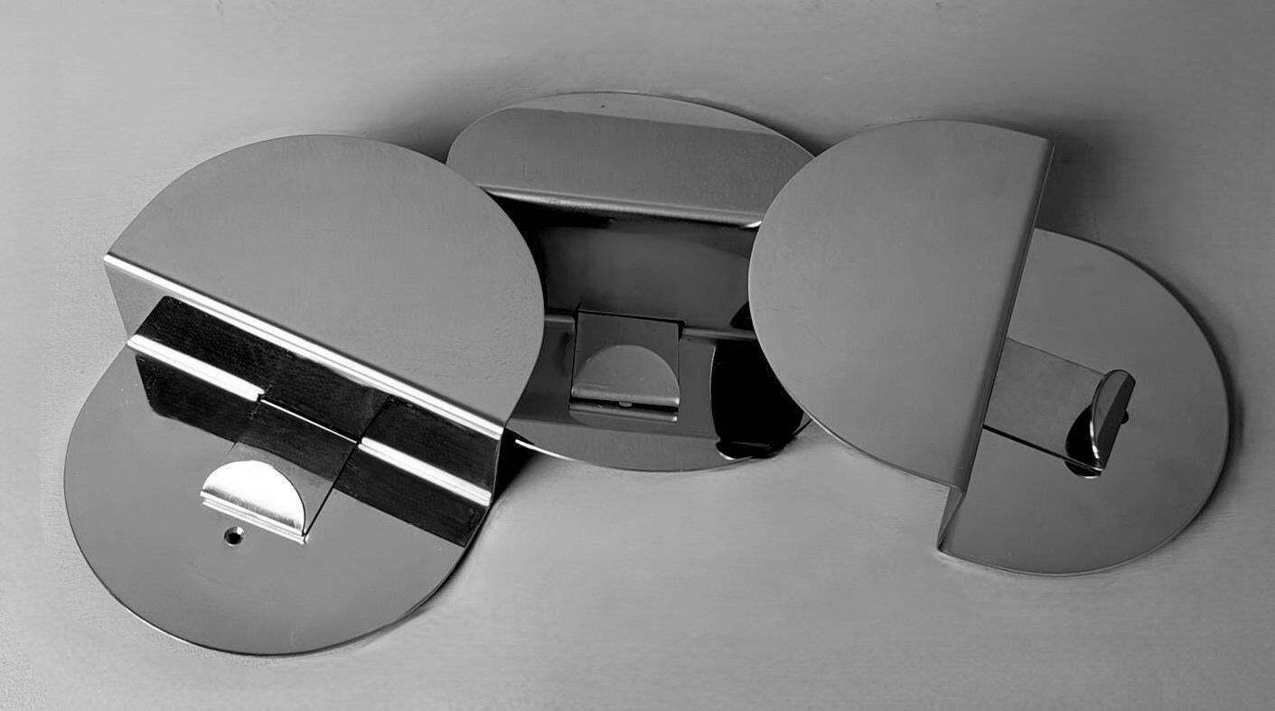 Space Age Vintage Set Of Three Italian Stainless Steel Wall Hooks photo vintage
