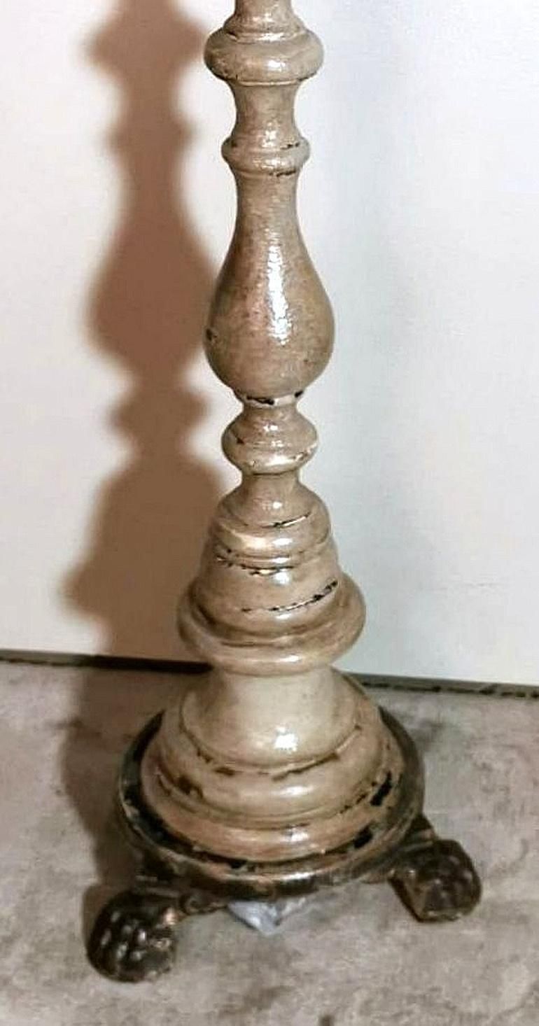 Italian Wooden Church Candlesticks In The Shape Of A Torch Holder photo vinterior
