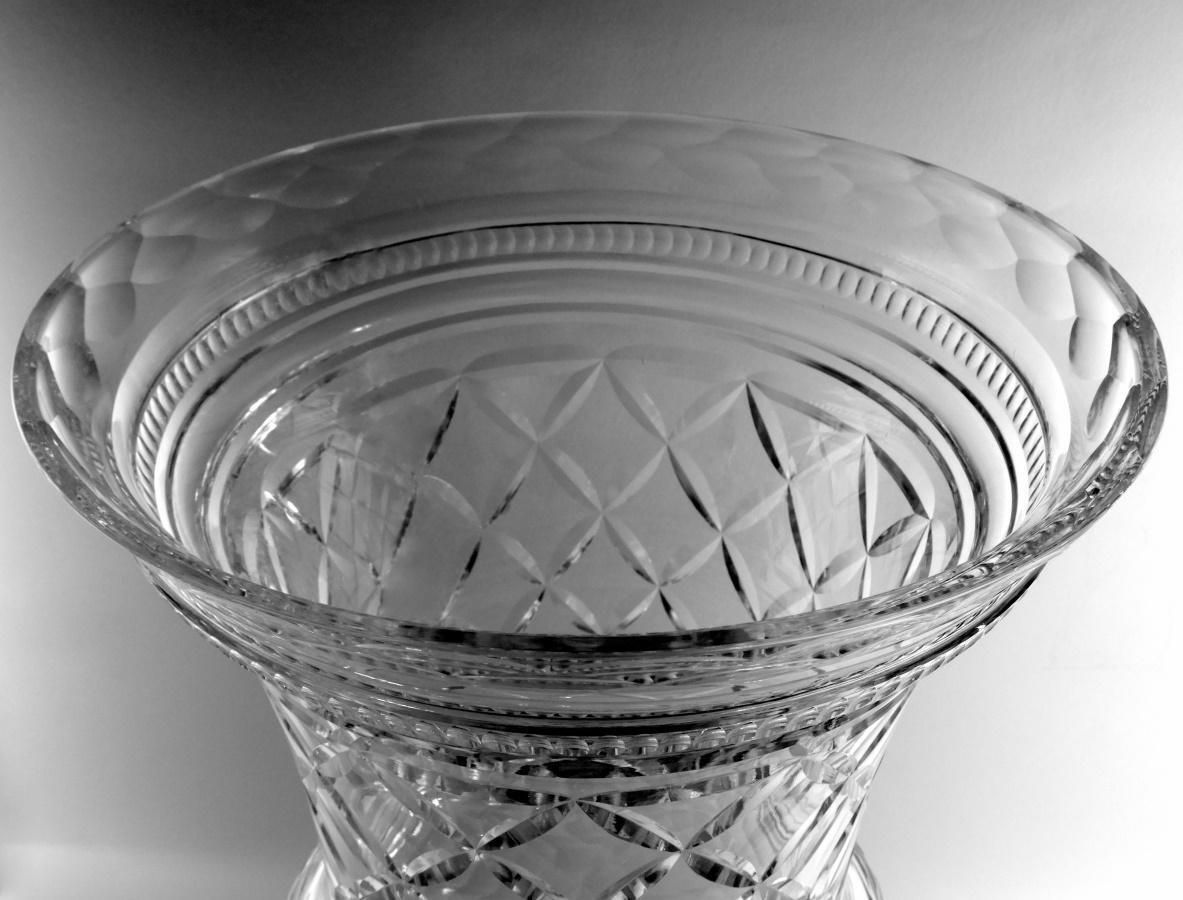 3379.0 Florentine Renaissance Style Huge Italian Cut And Ground Crystal Medici Vase photo