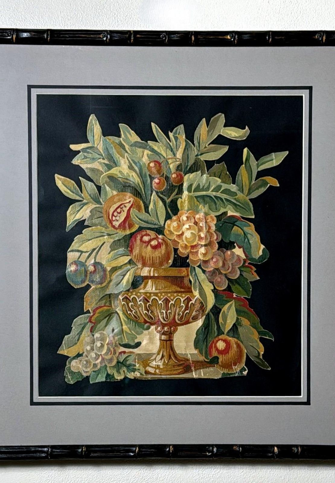 Painting Cutout Oil On Canvas Framed With Faux Bamboo Wood  02 photo Art