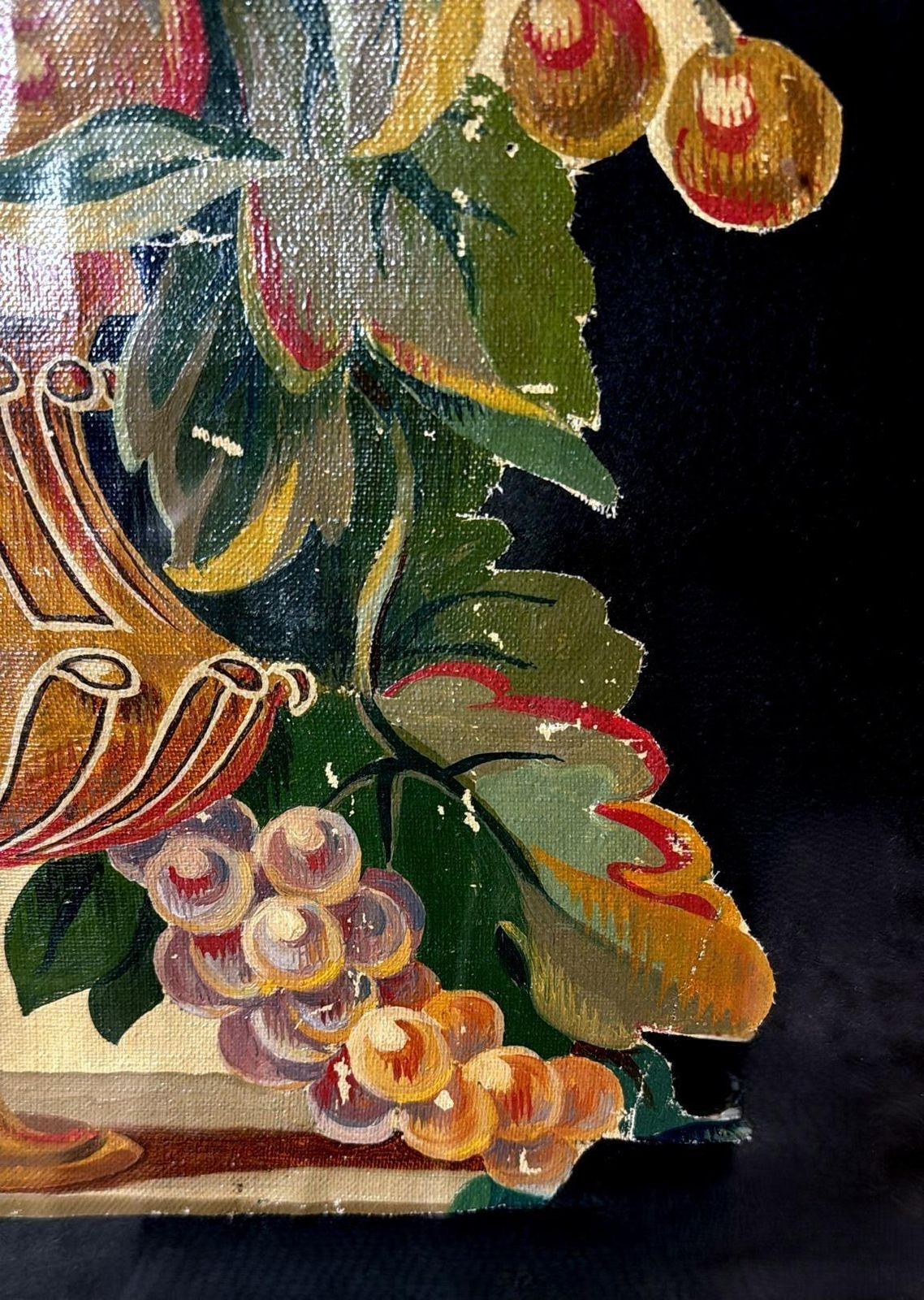 photo for sale Painting Cutout Oil On Canvas Framed With Faux Bamboo Wood  01