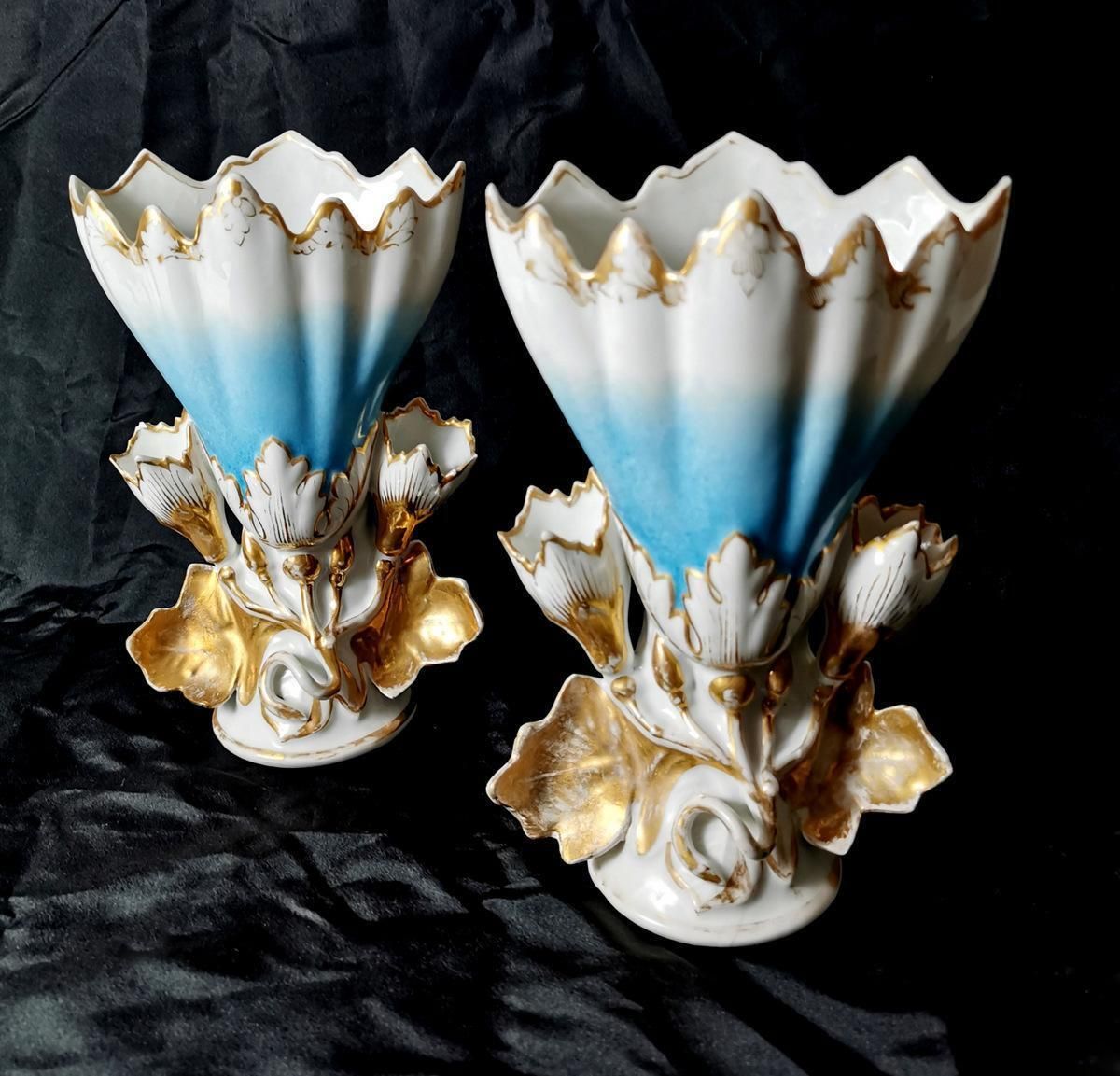 Porcelain De Paris Pair French Wedding Vases For Church photo for sale