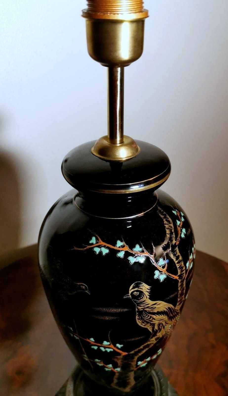 Porcelaine De Paris Rare French Lamp In Black Polished Porcelain Hand Painted photo buy