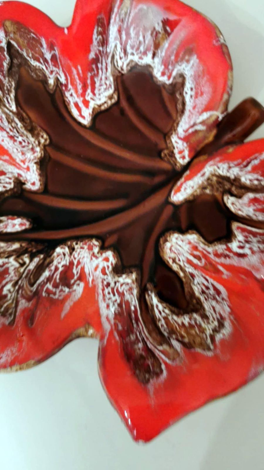Vallauris France Colorful Ceramic Table Centerpiece Leaf Shaped photo 322.0