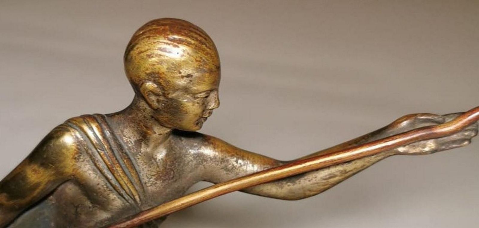 Art Deco Bronze Statuette Depicting A Young Gymnast photo vintage