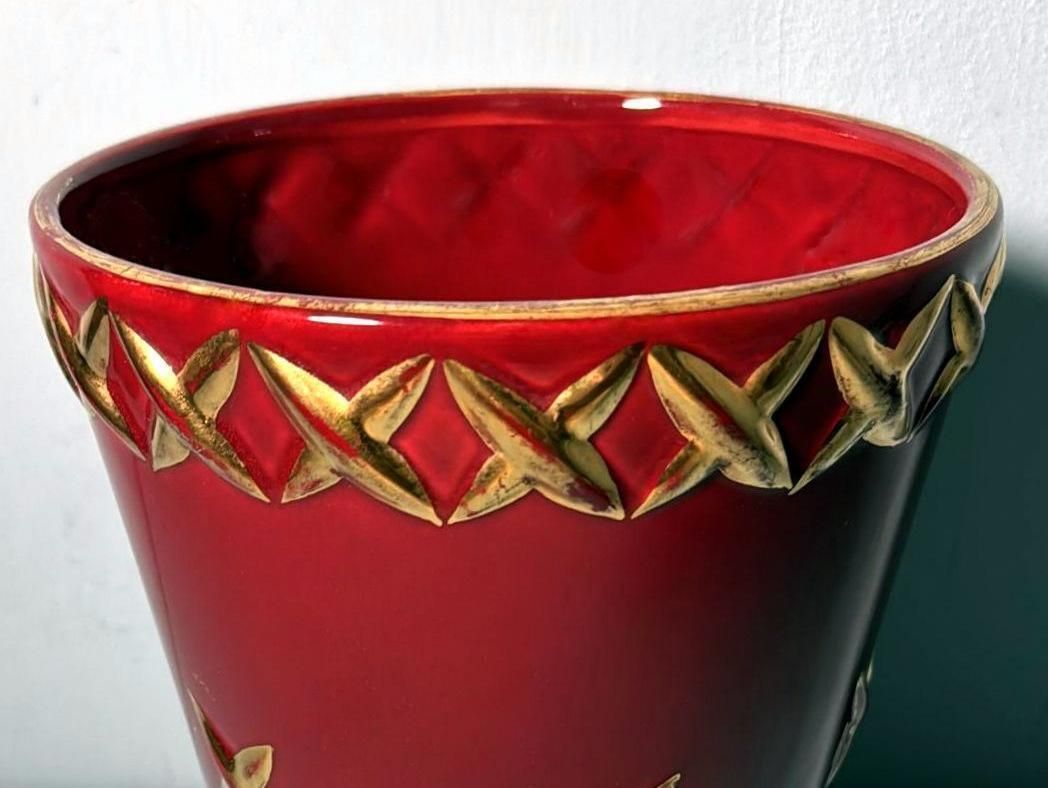 Saint Clement Blanche Letalle French Art Deco Vase In Ceramic And Pure Gold photo vintage