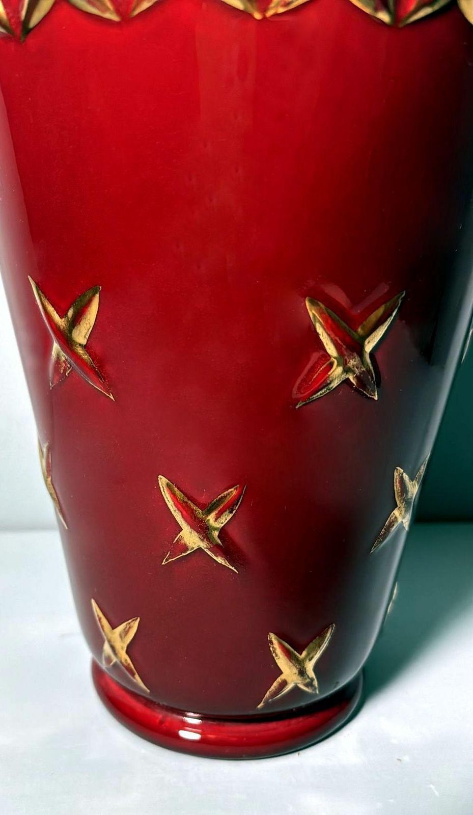 photo for sale Saint Clement Blanche Letalle French Art Deco Vase In Ceramic And Pure Gold