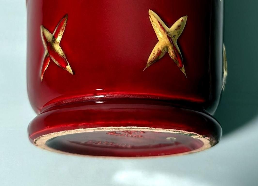 574.0 Saint Clement Blanche Letalle French Art Deco Vase In Ceramic And Pure Gold photo