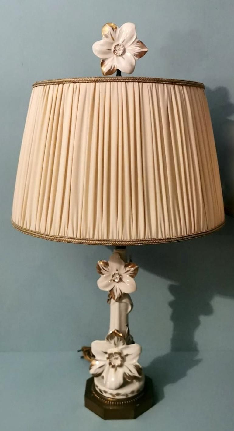 1520.0 Art Noveau Pair Of French Porcelain Lamps Color Ivory And Pure Gold photo