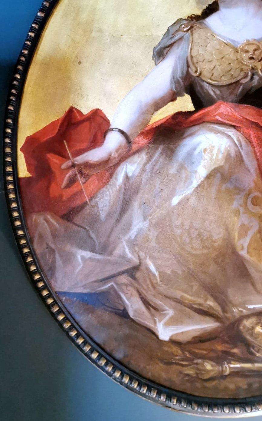 photo for sale Napoleon III Style Large Oil On Canvas French Subject Calliope Gold Background