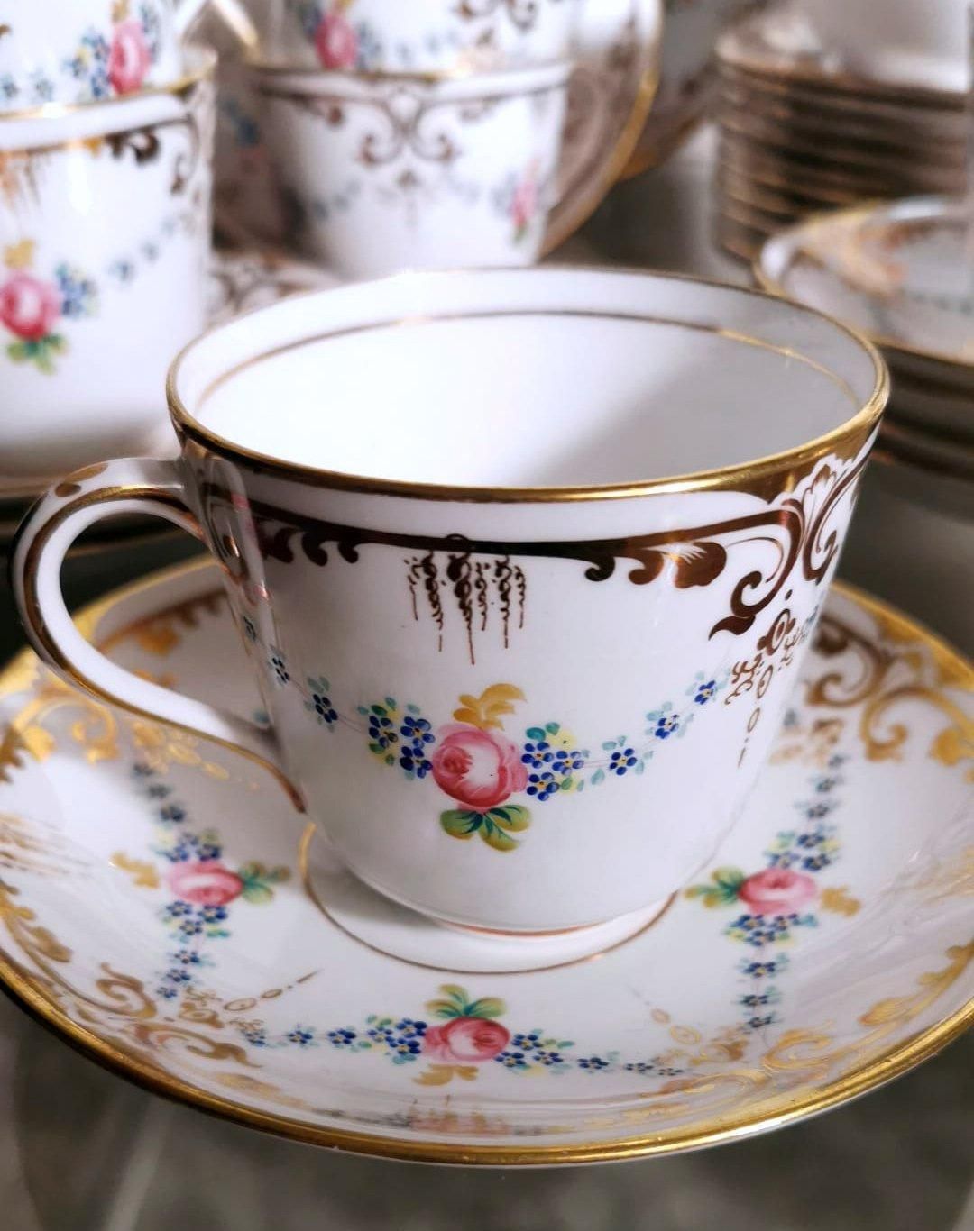Napoleon III Style Porcelain De Paris Coffee/Tea Service For 12 People 28 Pieces photo vinterior