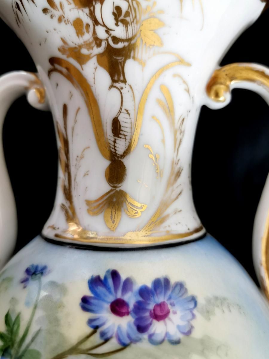 Home Decor Porcelain De Paris Napoleon III Pair Of French Hand Painted Vases photo