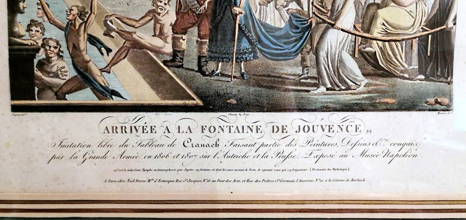 photo vintage Jean Baptiste Morret French Etching With Allegorical Subject Gilded Wood Frame