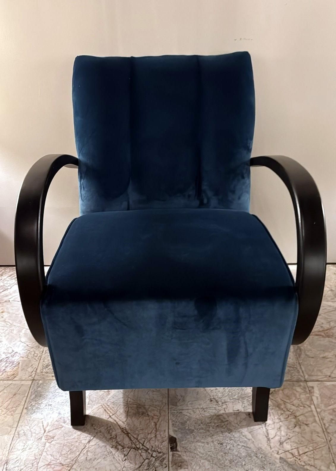 Halabala Style Czechoslovakian Art Deco Velvet Armchair photo vinterior
