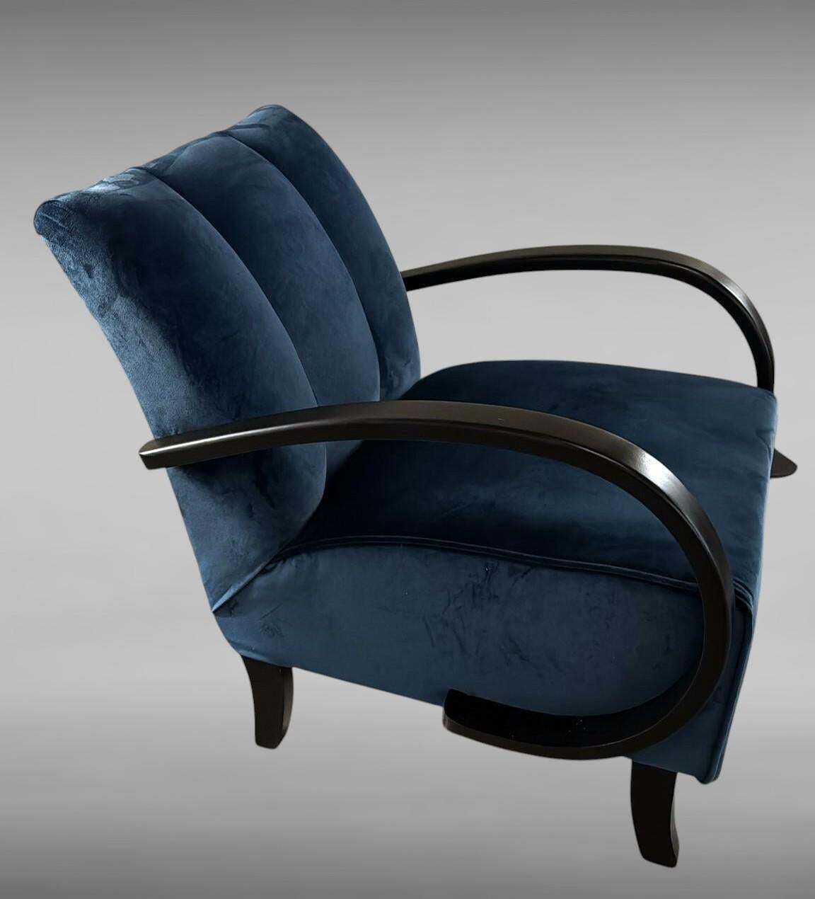 Halabala Style Czechoslovakian Art Deco Velvet Armchair photo buy
