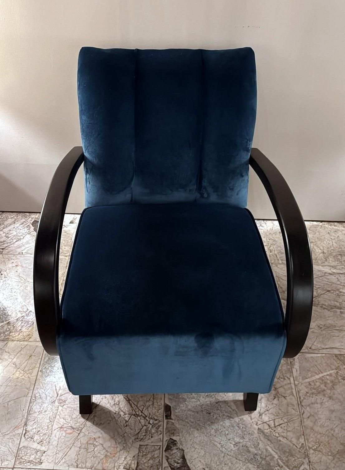 Halabala Style Czechoslovakian Art Deco Velvet Armchair photo vintage