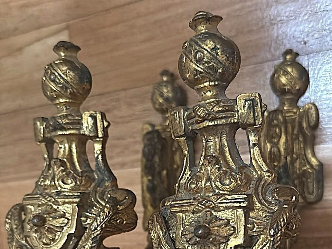 Louis XVI Style Pair Of French Bronze Curtain Holdbacks, Gilded And Chiseled photo 466.0