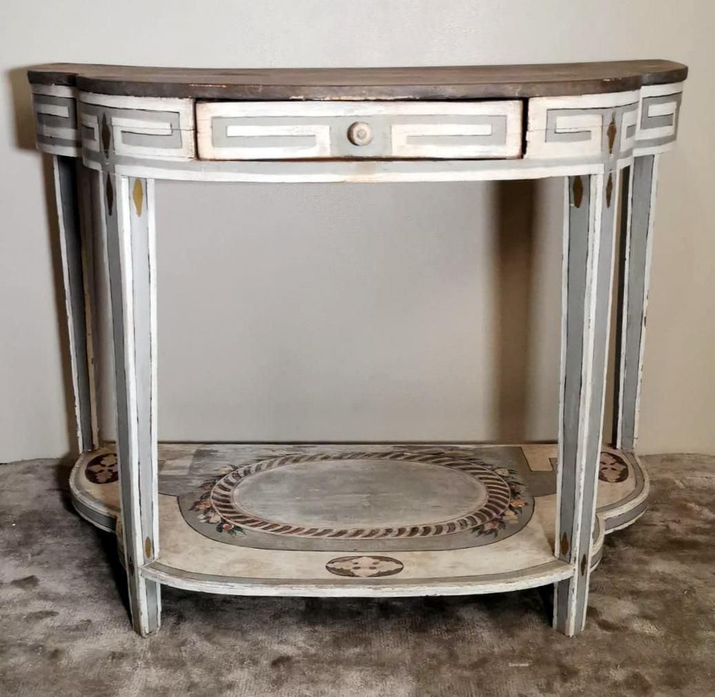 Louis XV Style French Wood Console Table With White Matte Lacquer Finish photo for sale