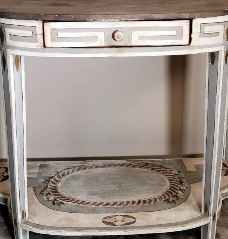 Louis XV Style French Wood Console Table With White Matte Lacquer Finish photo buy