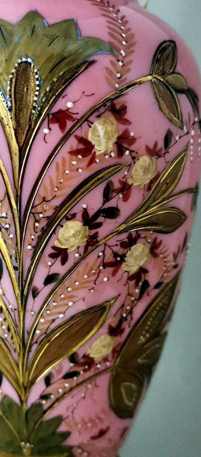 Lighting Napoleon III Style French Lamp In Hand Painted Opaline Glass photo