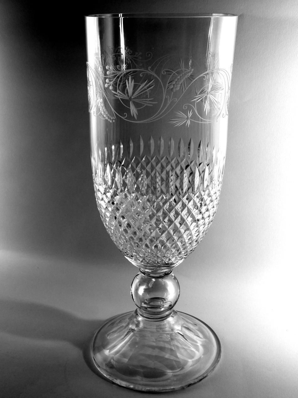 Neoclassical Style Italian Chalice Shaped Vase In Ground And Diamond Crystal photo furniture