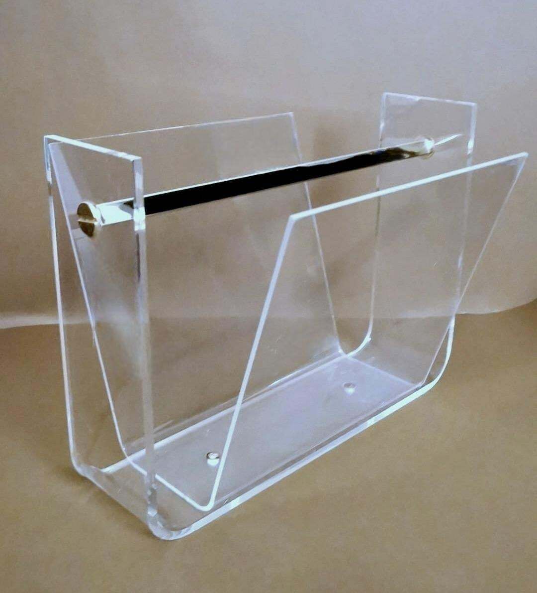 Space Age Style Italian Clear Plexiglass Magazine Rack photo furniture
