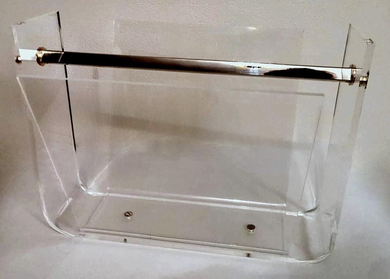 Space Age Style Italian Clear Plexiglass Magazine Rack photo buy