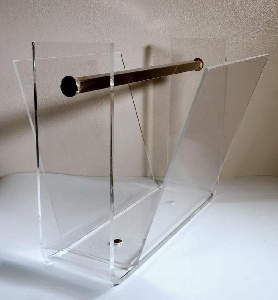 photo for sale Space Age Style Italian Clear Plexiglass Magazine Rack